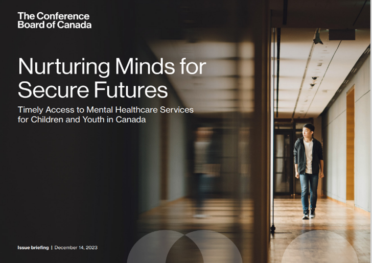 The cover of the Nurturing Minds for Secure Futures report. The cover shows a teenager walking down a long hallway.