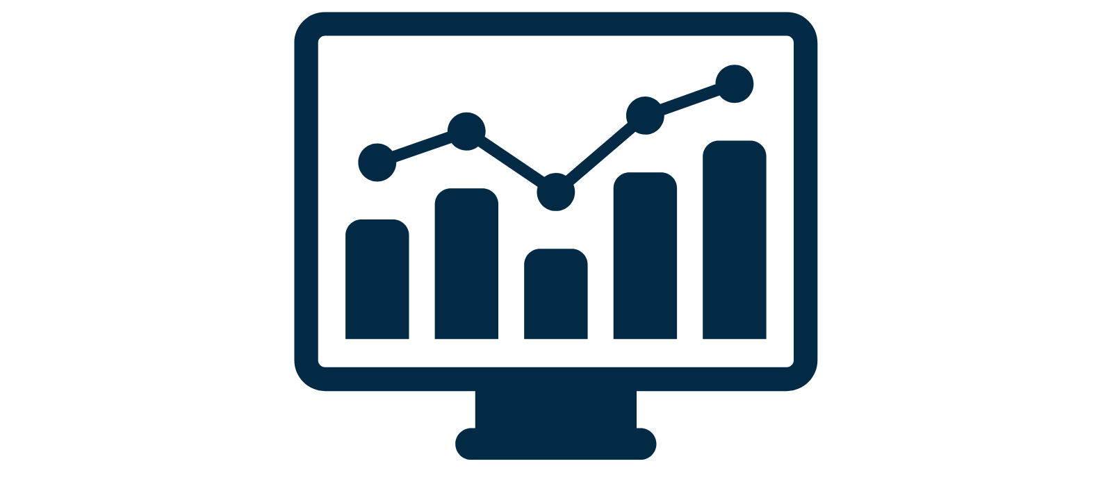 icon of a computer screen with charts and graphs