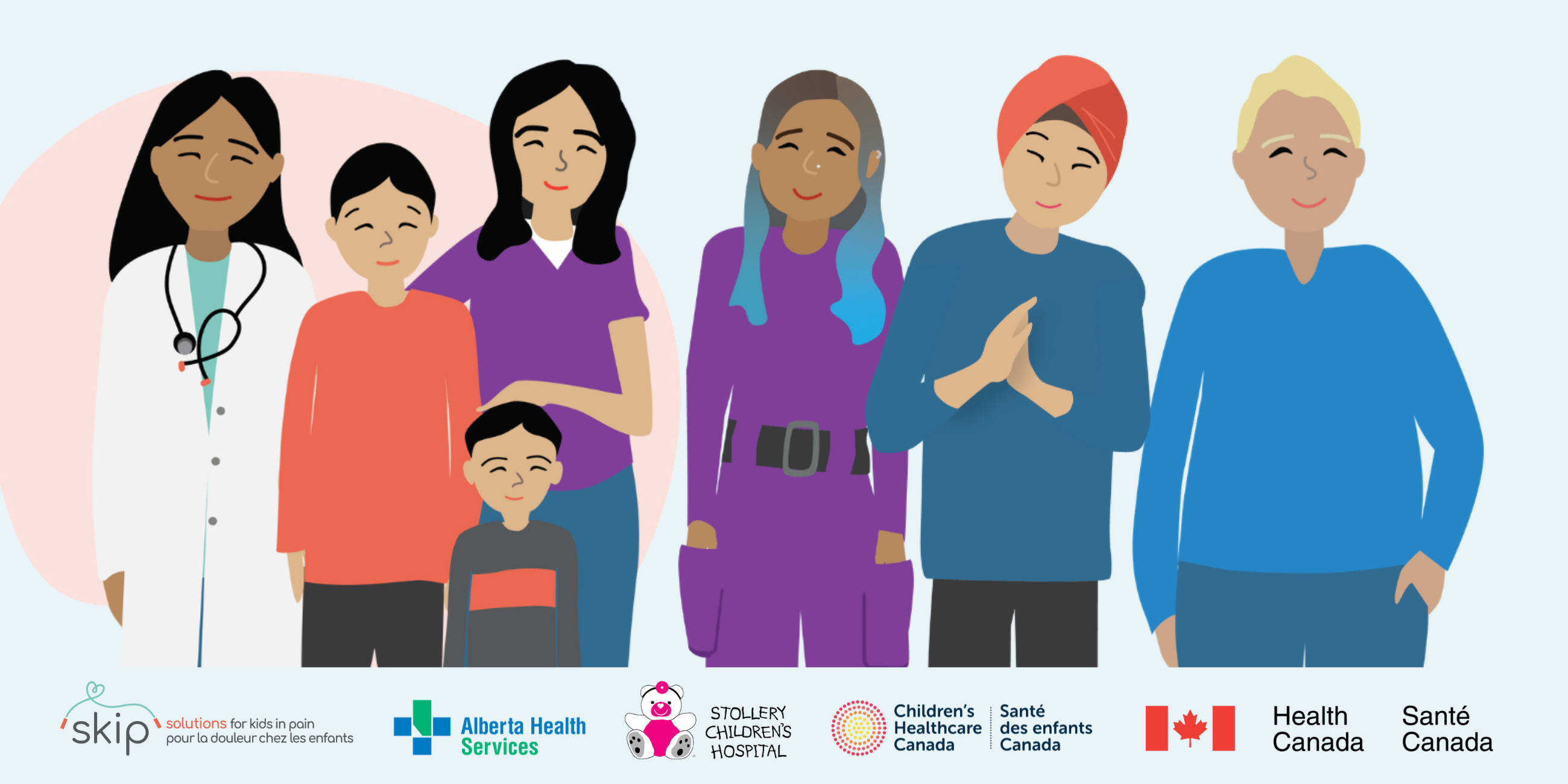 illustration of youth, children, and health care professionals