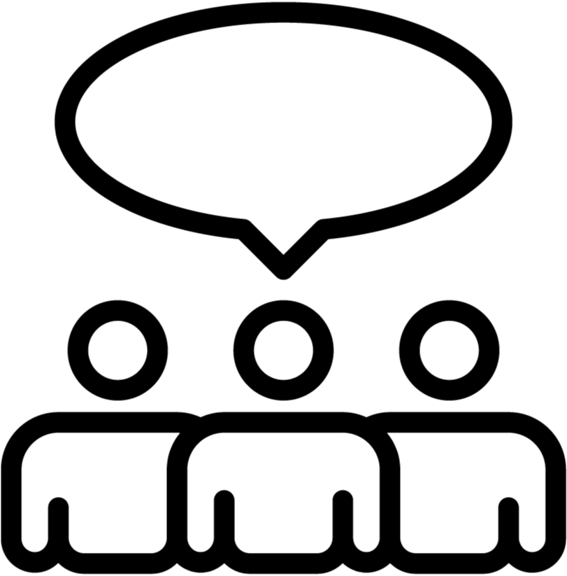 icon of three people with a joint speech bubble above their heads