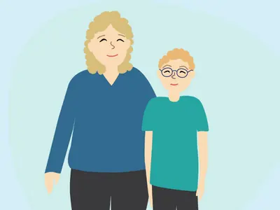 illustration of a mother and son