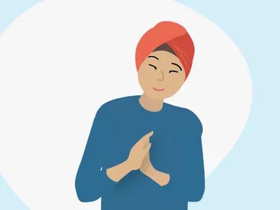 illustration of a boy in a orange turban